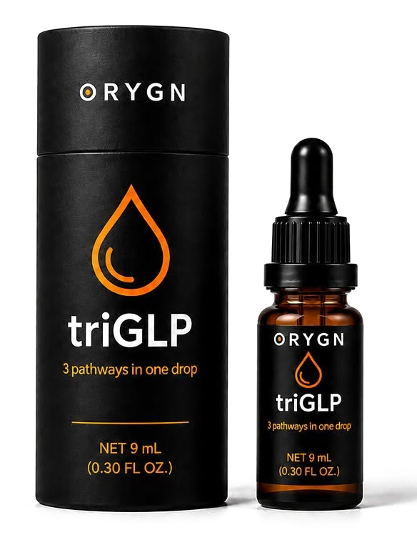 ORYGN triGLP box and dropper bottle